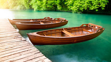 Wooden Boats, Plitvice Lakes in Croatia