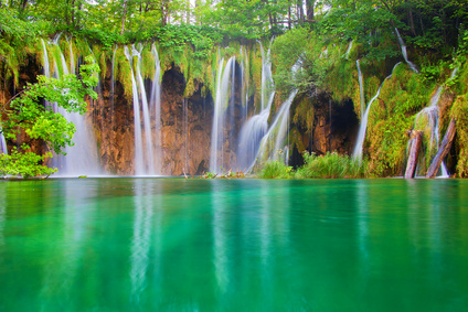 Beautiful waterfalls at Plitvice Lakes National Park